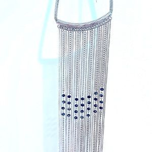 Western fringe silver necklace